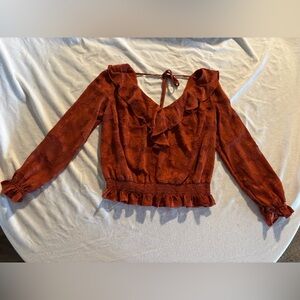 Anthropologie Rust Textured Blouse